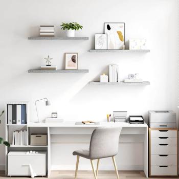 Schweberegale 4 Stk. Betongrau 90x23,5x3,8 cm MDF