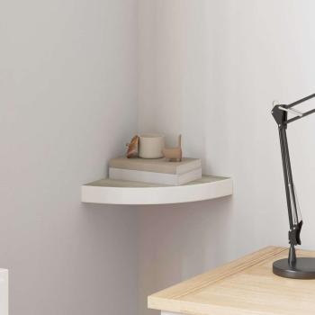 ARDEBO.de - Eck-Schweberegal Eichen-Optik und Weiß 25x25x3,8 cm MDF