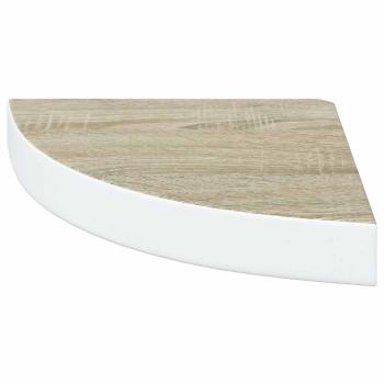 Eck-Schweberegal Eichen-Optik und Weiß 25x25x3,8 cm MDF