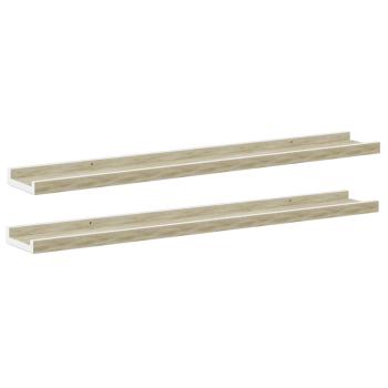 Wandregale 2 Stk. Wei? und Sonoma-Eiche 80x9x3 cm