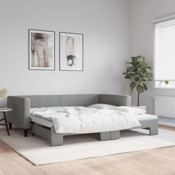 ARDEBO.de - Tagesbett Ausziehbar Hellgrau 100x200 cm Stoff