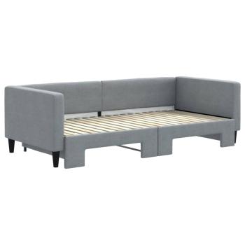 Tagesbett Ausziehbar Hellgrau 90x190 cm Stoff