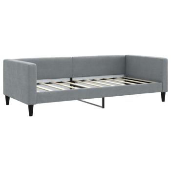 Tagesbett Ausziehbar Hellgrau 90x190 cm Stoff