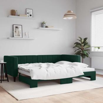 ARDEBO.de - Tagesbett Ausziehbar Dunkelgrün 90x200 cm Samt