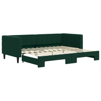 Tagesbett Ausziehbar Dunkelgrün 90x200 cm Samt