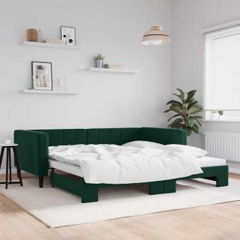 ARDEBO.de - Tagesbett Ausziehbar Dunkelgrün 100x200 cm Samt