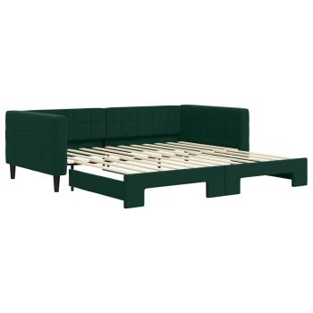 Tagesbett Ausziehbar Dunkelgrün 100x200 cm Samt