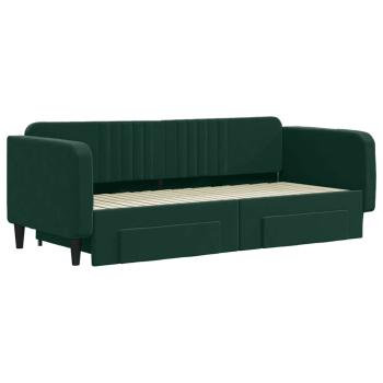 Tagesbett Ausziehbar mit Schubladen Dunkelgrün 90x200 cm Samt