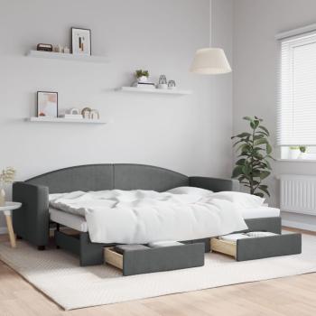 ARDEBO.de - Tagesbett Ausziehbar mit Schubladen Dunkelgrau 80x200 cm Stoff