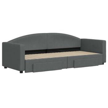 Tagesbett Ausziehbar mit Schubladen Dunkelgrau 80x200 cm Stoff