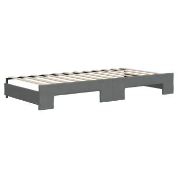 Tagesbett Ausziehbar mit Schubladen Dunkelgrau 90x200 cm Stoff