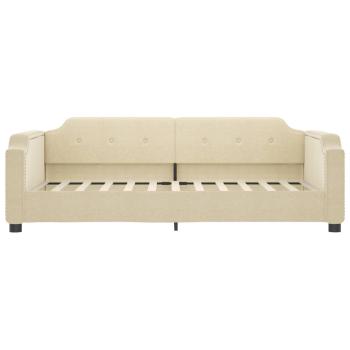 Tagesbett Ausziehbar Creme 100x200 cm Stoff