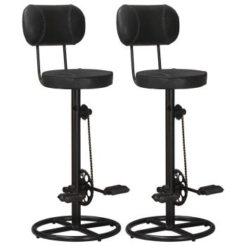 ARDEBO.de - Barhocker 2 Stk. Schwarz Echtes Ziegenleder