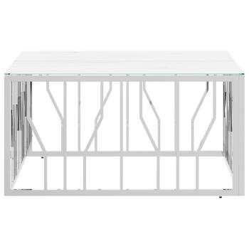 Couchtisch Silbern 80x80x40 cm Edelstahl und Glas