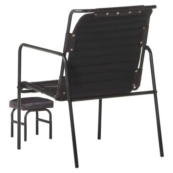 Relaxsessel mit Fu?hocker Schwarz Echtleder