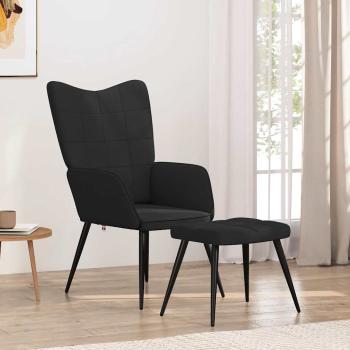 ARDEBO.de - Relaxsessel mit Hocker Schwarz Stoff