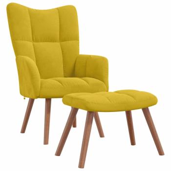 Relaxsessel mit Hocker Senfgelb Samt