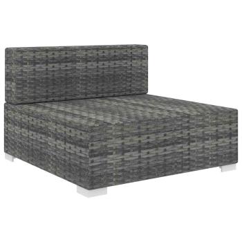 Mittelsofa mit Kissen Modular Poly Rattan Grau