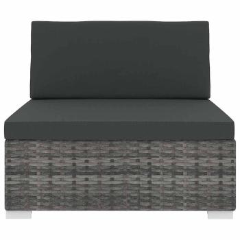 Mittelsofa mit Kissen Modular Poly Rattan Grau