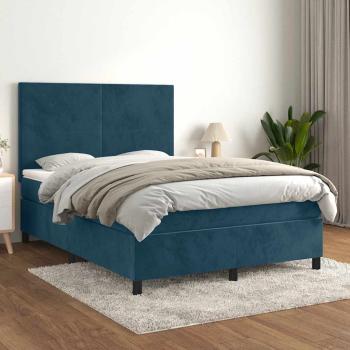 ARDEBO.de - Boxspringbett mit Matratze Dunkelblau 140x200 cm Samt
