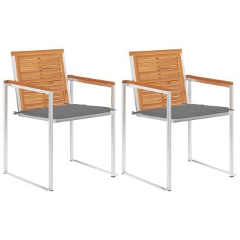 ARDEBO.de - Gartenstühle mit Kissen 2 Stk. Massivholz Akazie und Stahl