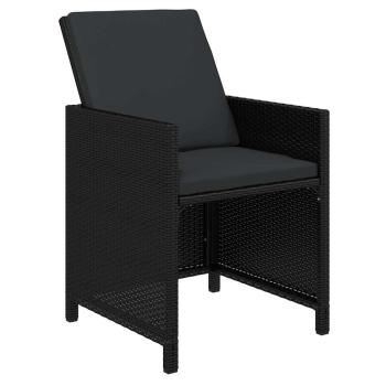 21-tlg. Garten-Essgruppe mit Kissen Poly Rattan Schwarz