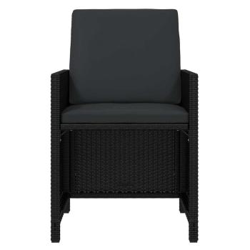 21-tlg. Garten-Essgruppe mit Kissen Poly Rattan Schwarz