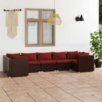 ARDEBO.de - 7-tlg. Garten-Lounge-Set mit Kissen Poly Rattan Braun