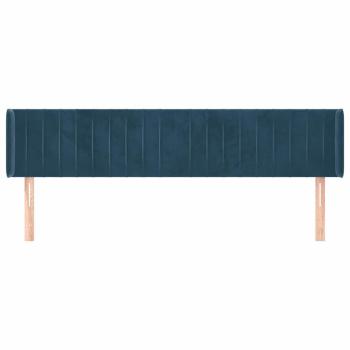 Kopfteil mit Ohren Dunkelblau 203x16x78/88 cm Samt