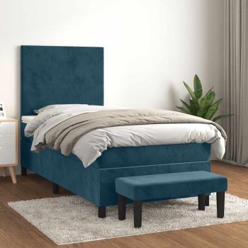 ARDEBO.de - Boxspringbett mit Matratze Dunkelblau 80x200 cm Samt