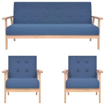 3-tlg. Sofagarnitur Stoff Blau