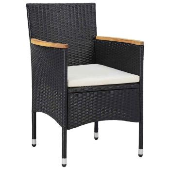 5-tlg. Garten-Essgruppe Schwarz Poly Rattan und Akazienholz