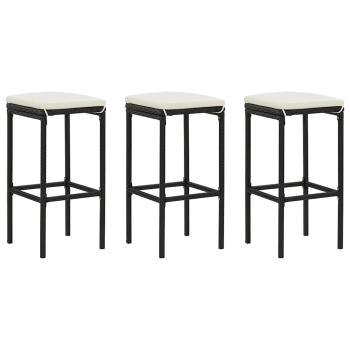 4-tlg. Gartenbar-Set mit Kissen Schwarz