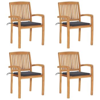 ARDEBO.de - Stapelbare Gartenstühle mit Kissen 4 Stk. Massivholz Teak