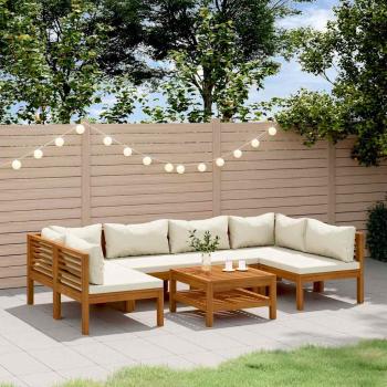 ARDEBO.de - 7-tlg. Garten-Lounge-Set mit Creme Kissen Massivholz Akazie