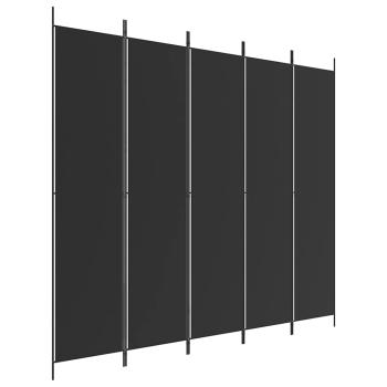 5-tlg. Paravent Schwarz 250x220 cm Stoff