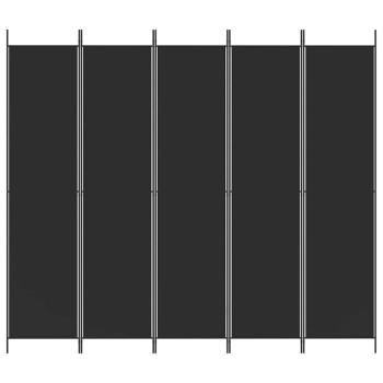 5-tlg. Paravent Schwarz 250x220 cm Stoff