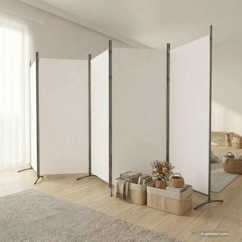 ARDEBO.de - 5-tlg. Paravent Weiß 433x180 cm Stoff