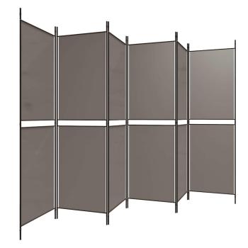 6-tlg. Paravent Anthrazit 300x180 cm Stoff