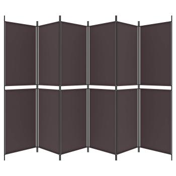 6-tlg. Paravent Braun 300x200 cm Stoff