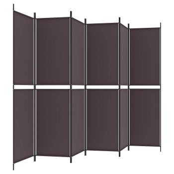 6-tlg. Paravent Braun 300x200 cm Stoff