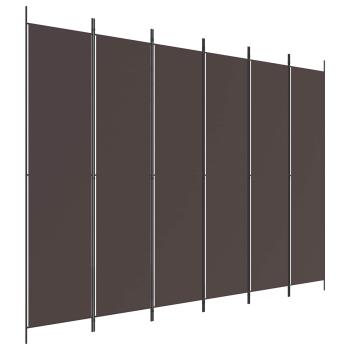 6-tlg. Paravent Braun 300x220 cm Stoff