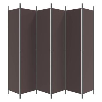 6-tlg. Paravent Braun 300x220 cm Stoff