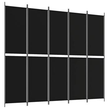 5-tlg. Paravent Schwarz 250x220 cm Stoff