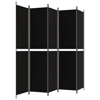5-tlg. Paravent Schwarz 250x220 cm Stoff