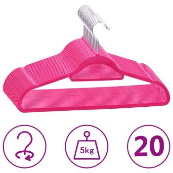 ARDEBO.de - 20 Stk. Kleiderbügel-Set Anti-Rutsch Rosa Samt
