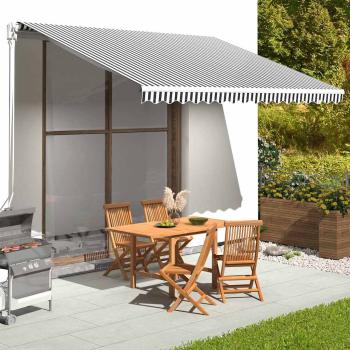 ARDEBO.de - Ersatzstoff für Markise Anthrazit und Weiß 400x300 cm Polyester