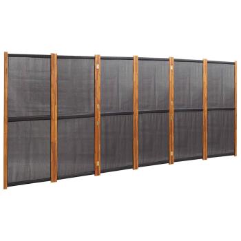 6-tlg. Raumteiler Schwarz 420x180 cm