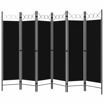 6-tlg. Raumteiler Schwarz 240 x 180 cm