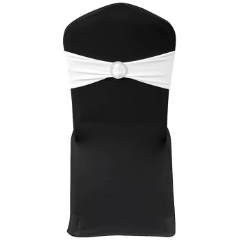 ARDEBO.de - 25 x Stuhlschleifen Stretch Schleifenbänder + Diamant Schnalle weiß
